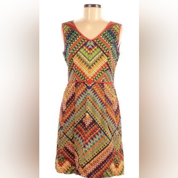 Ellen Tracy Mulicolor print dress with pockets sz 8 - Picture 10 of 16